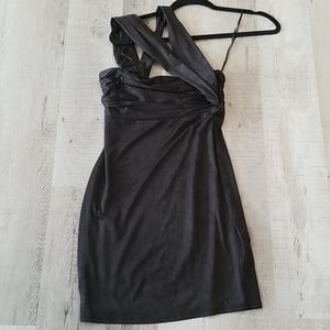 Asymmetrical Black Mini Dress